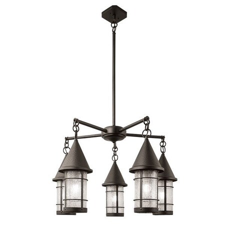 Arroyo Craftsman 7" Valencia 5 Light Chandelier, Bronze, Cream Glass VCH-7/5CR-BZ